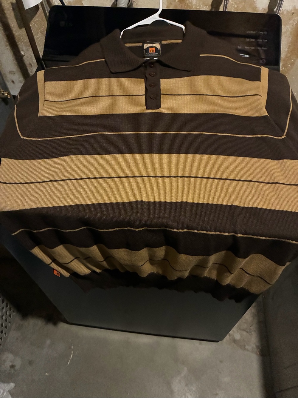FB County Charlie Brown Men's Striped Polo Shirt - Brown & Tan
